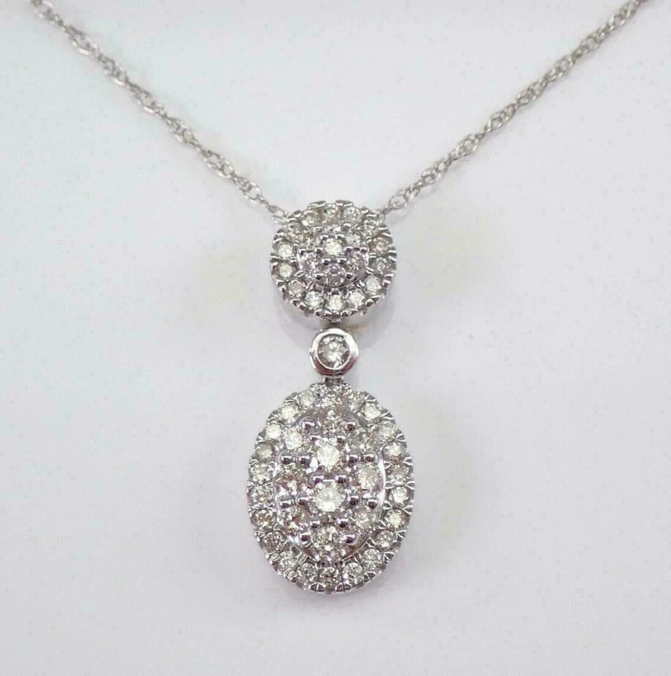 1.50Ct Lab Created Diamond Round Teardrop Pendant 14K White Gold Over 18” Chain