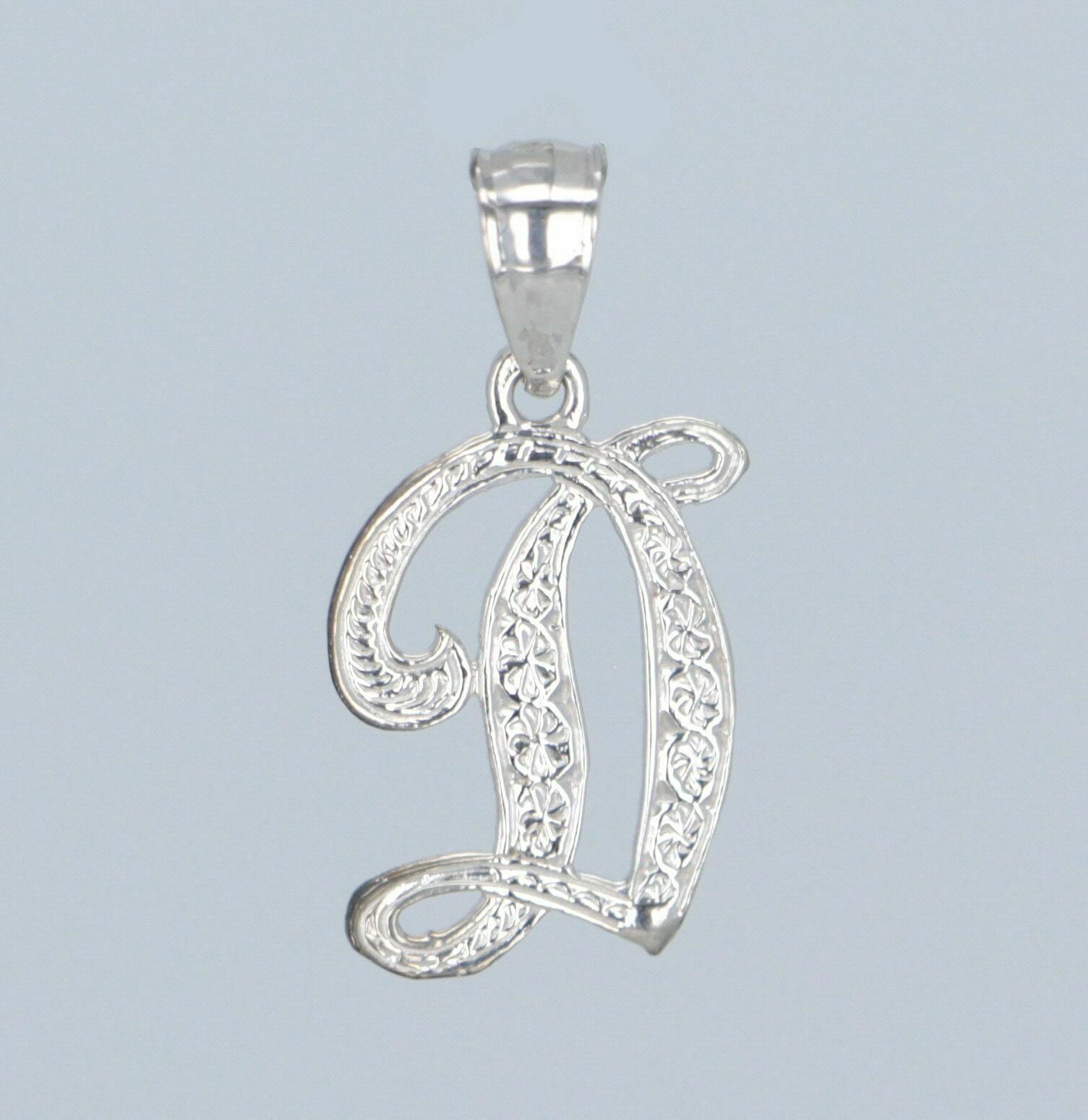 14k Yellow or White Gold Initial Letter D Alphabet A-Z Charm Pendant