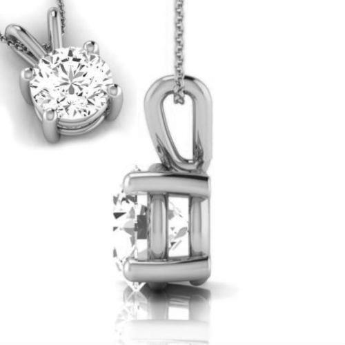 IGI Diamond Pendant VVS2 D Round 1 Carat Lab Created 14k White Gold Eye Clean