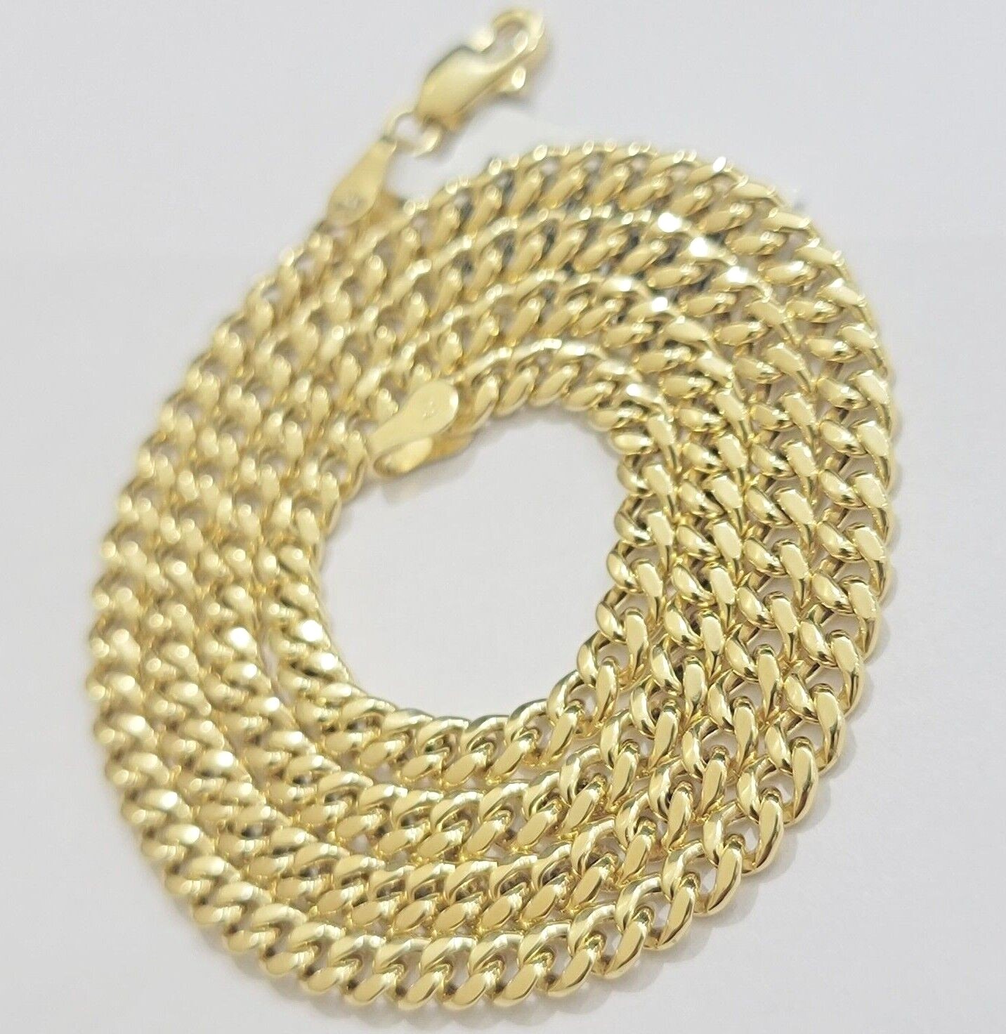 Real 10k Yellow Gold chain Miami Cuban Link 4mm STRONG Necklace For Pendant 10kt