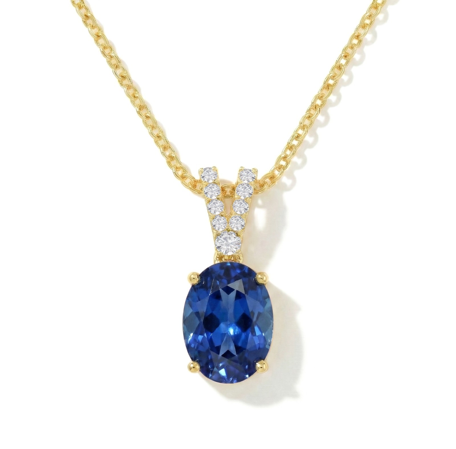 Blue Sapphire Pendant Necklace, Oval Blue Sapphire Gemstone Necklace For Women