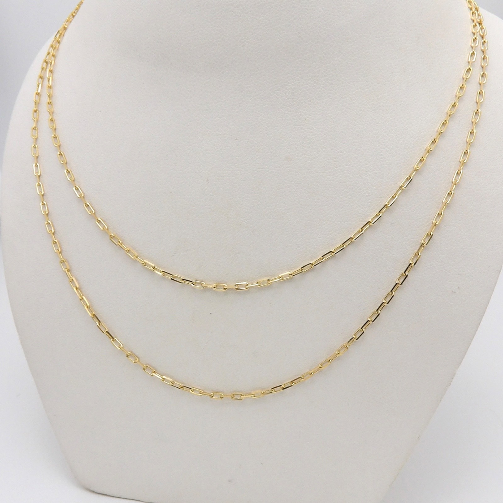 Solid 18k Gold Paper Clip Oval Cable Link Chain Necklace 36in 2mm Italy