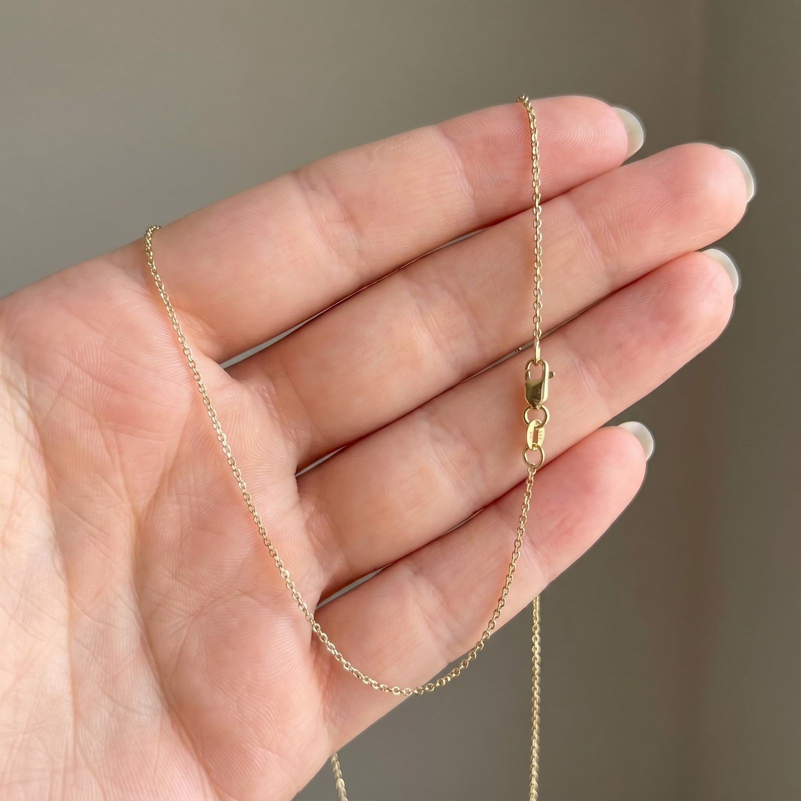 14K Solid Gold Cable Chain Necklace, 16 18 20 Inch, Dainty Gold Chain