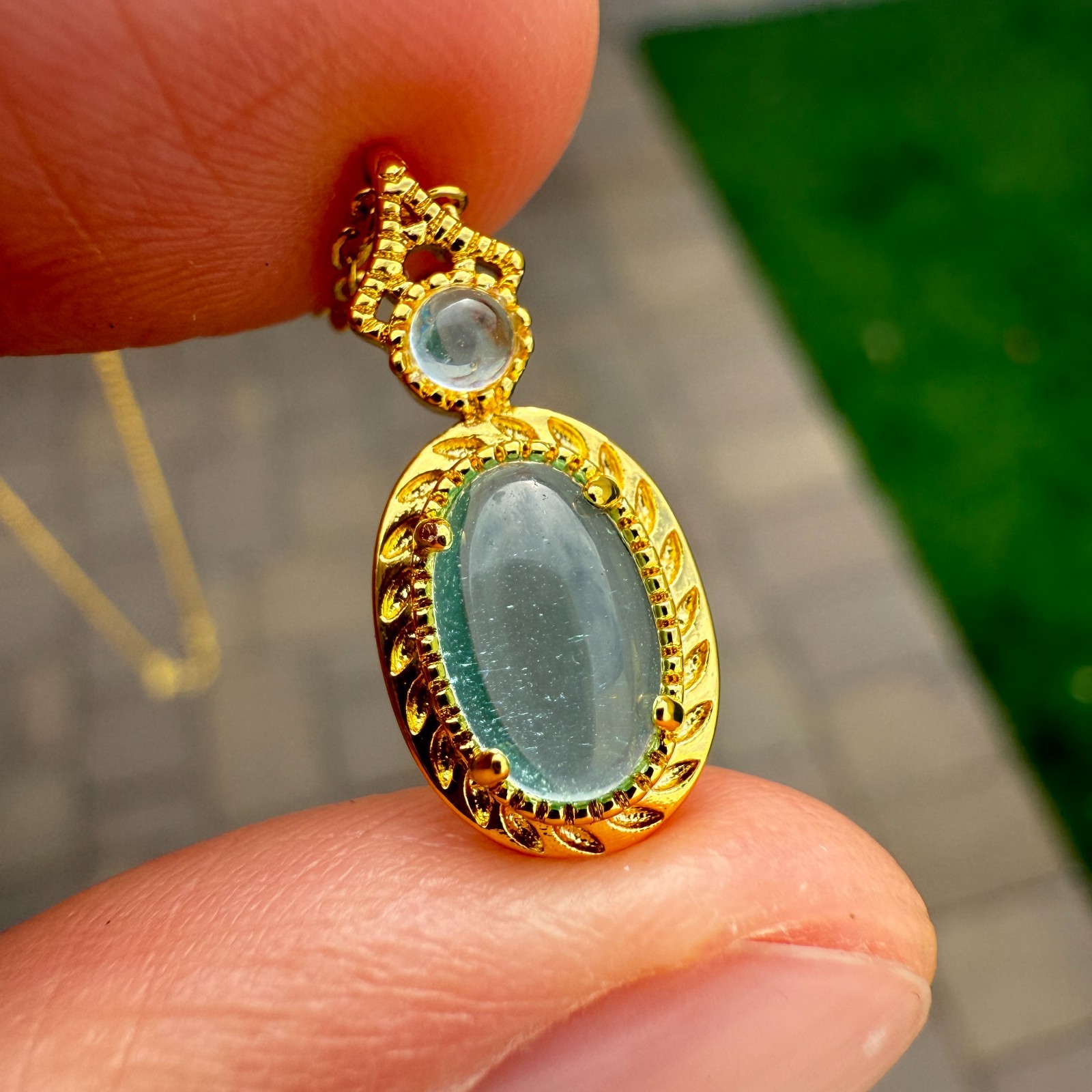 925 Sterling Silver Necklace 8x6mm Natural Blue Topaz Gemstone Handmade Chain