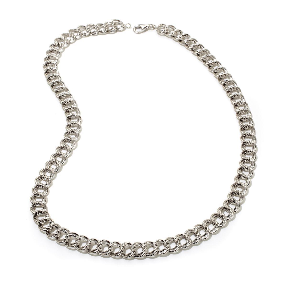 18″ Technibond Double Curb Circle Chain Necklace Platinum Clad Silver HSN
