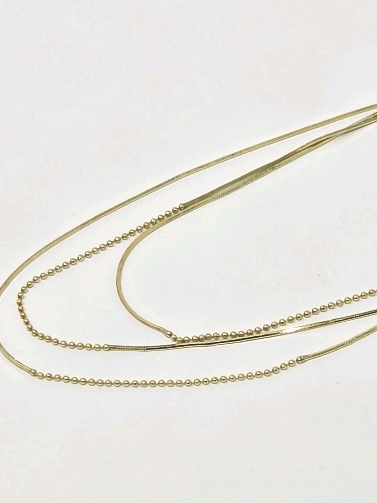 Sterling Silver Gold Layered Necklace 925 Italy Multi Strand Chain Beaded