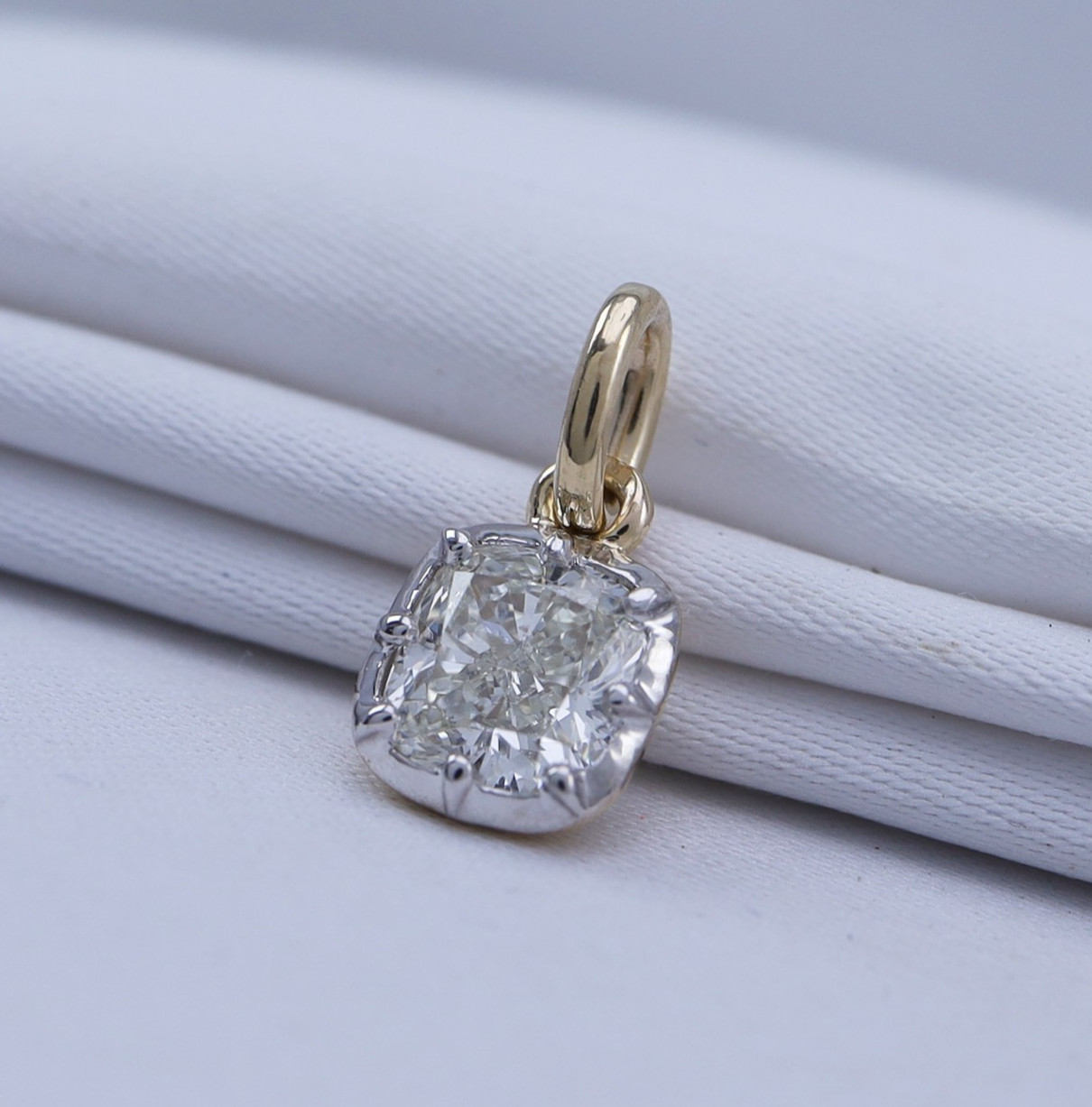 1 Ct IGI Asscher Cut Lab Grown Diamond Solitaire Pendant 14K Yellow Gold
