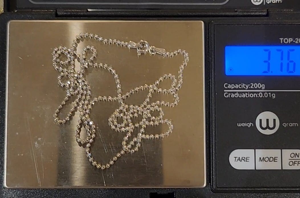 Solid Sterling Silver Bead Ball Chain Necklace 925 Italian Made Size 24″ & 1.4mm