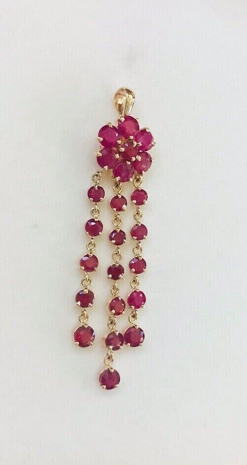 3Ct Round Lab-Created Ruby Dangle Christmas Gift Pendant 14K Yellow Gold Plated