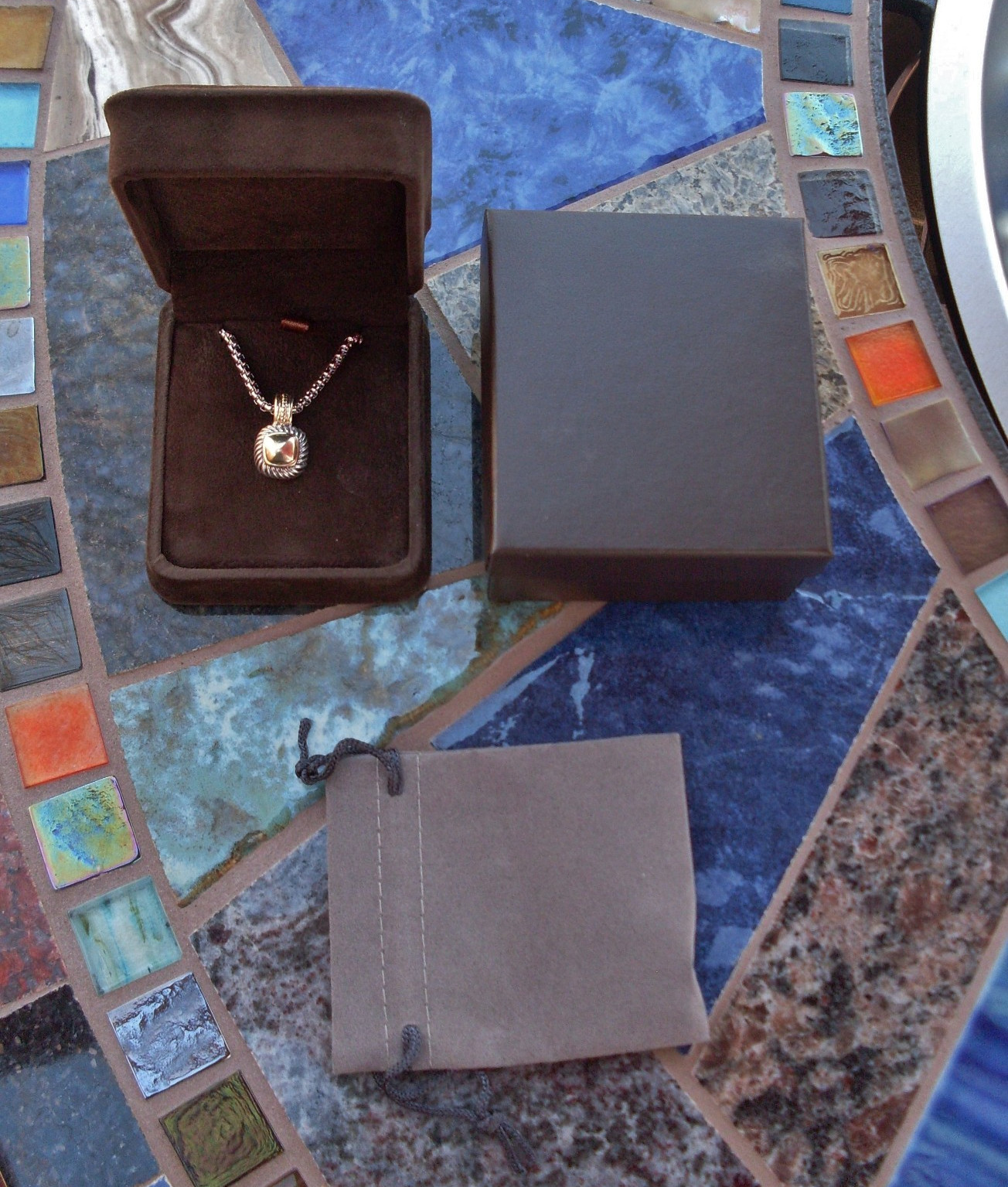 Retired David Yurman Albion Gold Dome Enhancer Pendant w/Chain – 14K/925