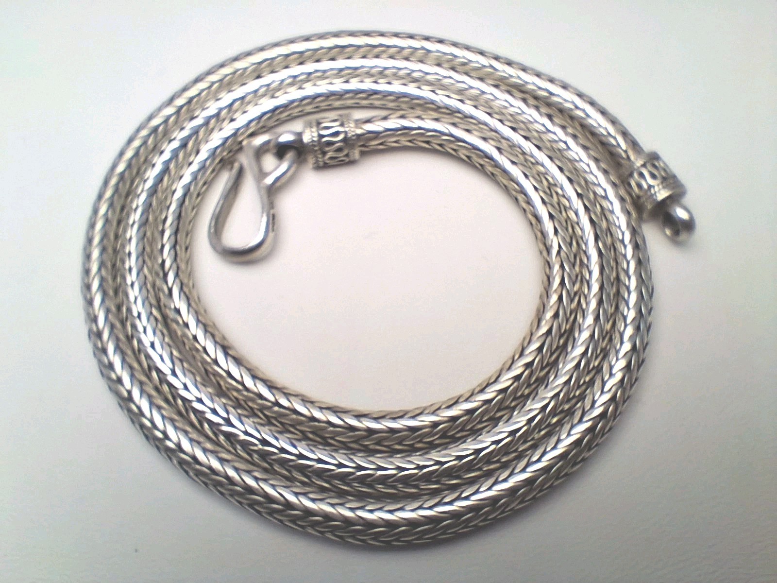 Solid .925 Sterling Silver Necklace 4mm Foxtail Link Chain 56g 23.75 Inches