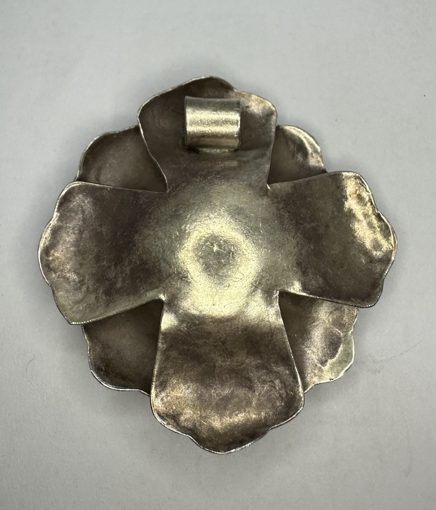 Unique VNT NOS Sterling Silver Handcrafted 3D Flower Pendant Heavy 21g 2”in!