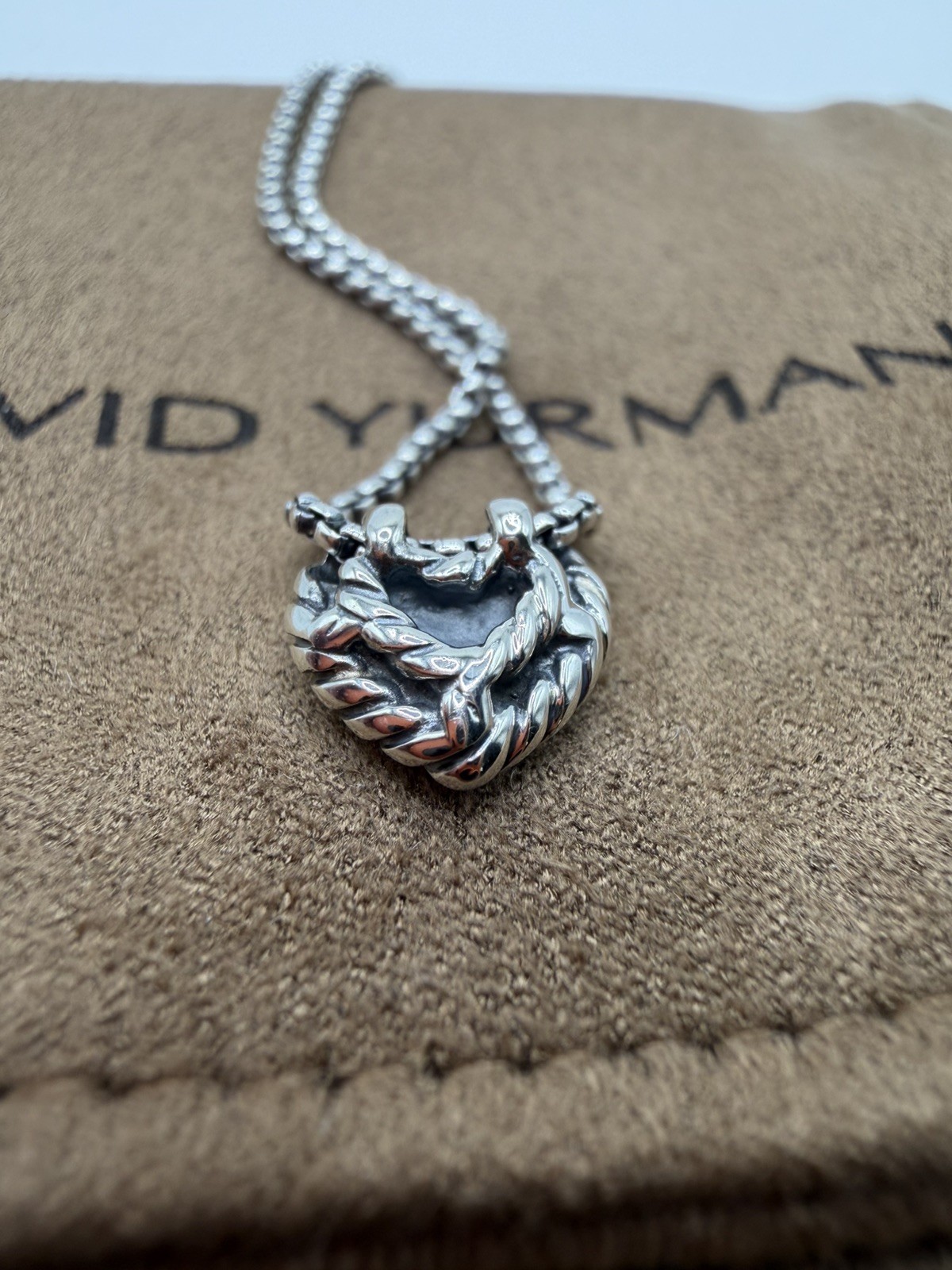 David Yurman Cable Cookie Classic Heart Necklace 18k Yellow Gold. 18 inch