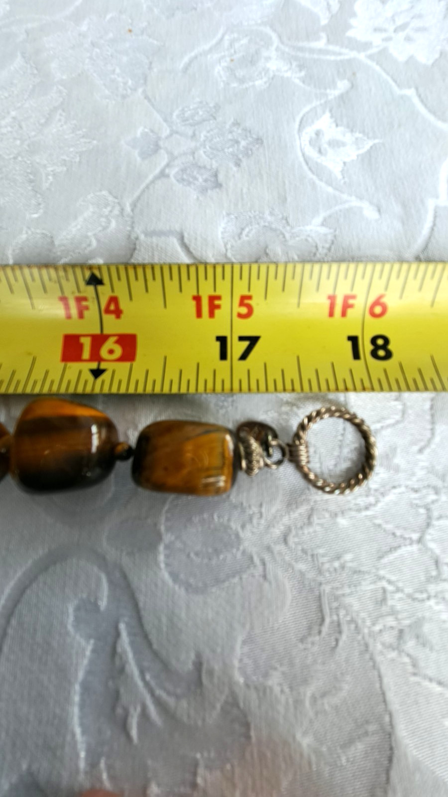 Fashion Jewelry Gemstone Tiger’s Eye Beaded Necklace Sterling Silver Clasp