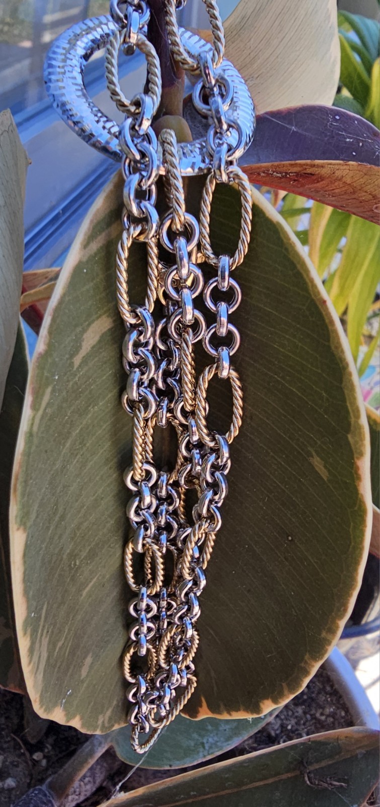 14k Solid Yellow & White Gold Chain Necklace Adjustable Up To 21.5″ ITALY 15.7gr