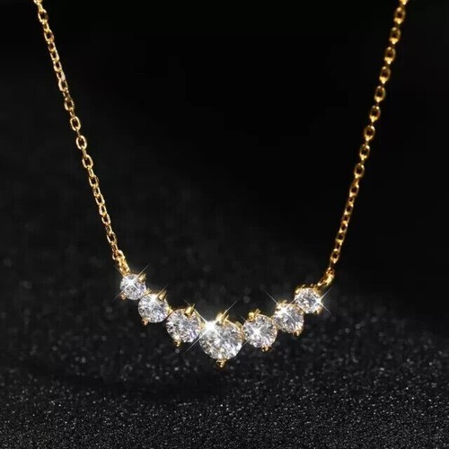 2Ct Round Cut Moissanite Wedding Pendant 14K Yellow Gold Plated Silver