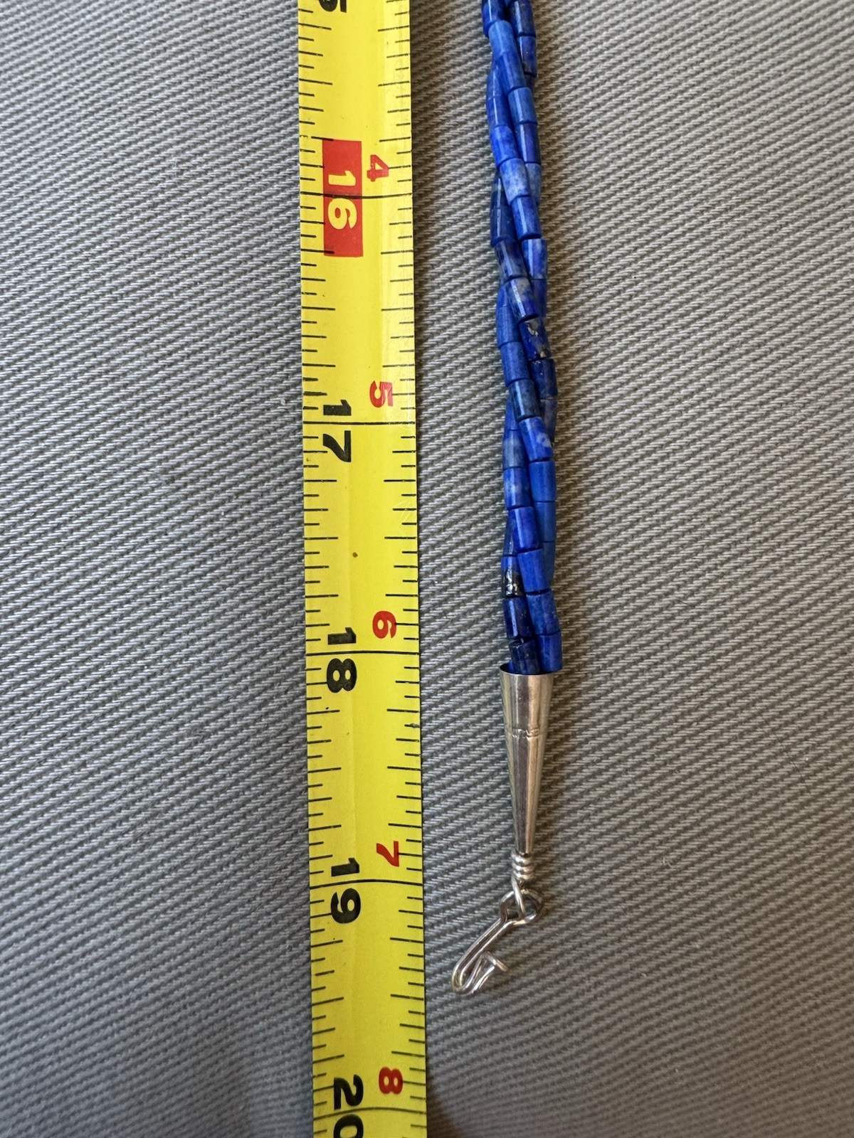 Vintage Lapis Lazuli Bead and Sterling Silver Adjustable Clasp 19.5” Necklace