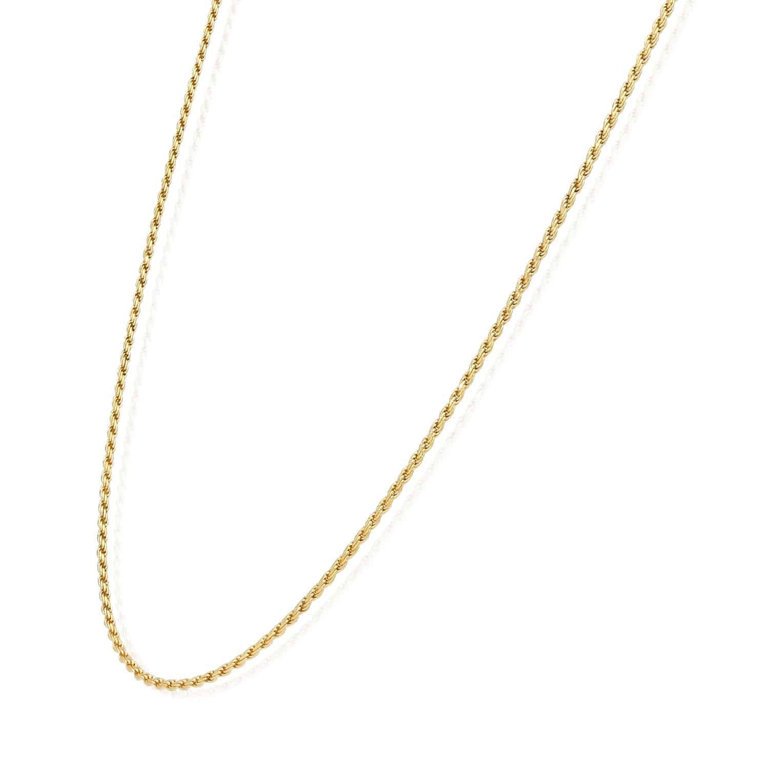 Solid 18K Yellow Gold Over Silver 1.3mm Rope Chain Necklace 16″-24″