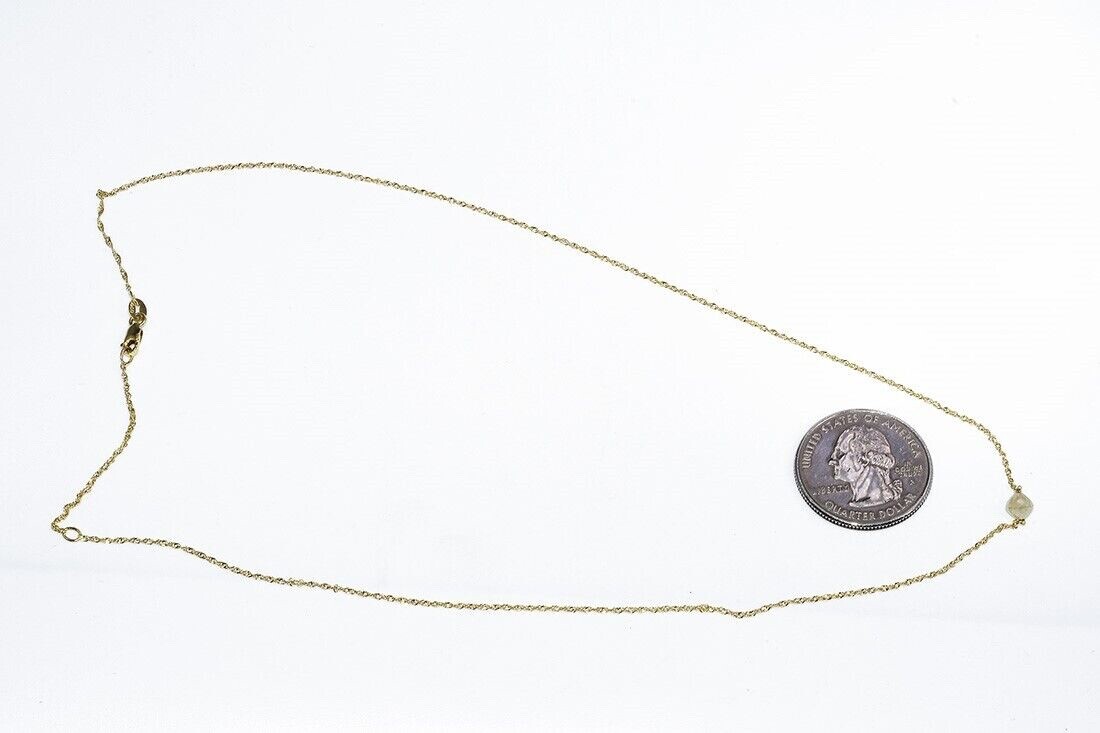 $2,100 .85CT NATURAL FANCY LIGHT YELLOW DIAMOND SOLITAIRE NECKLACE 14K GOLD