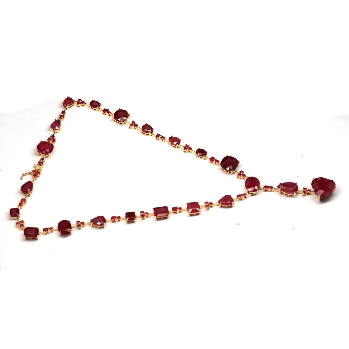 925 Sterling Silver 16 x 16 mm. Red Ruby Necklace 17.0 In.