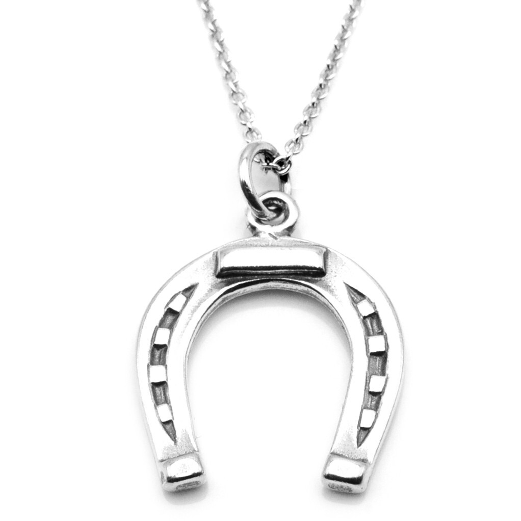 Sterling Silver Horseshoe Charm Necklace-#0800