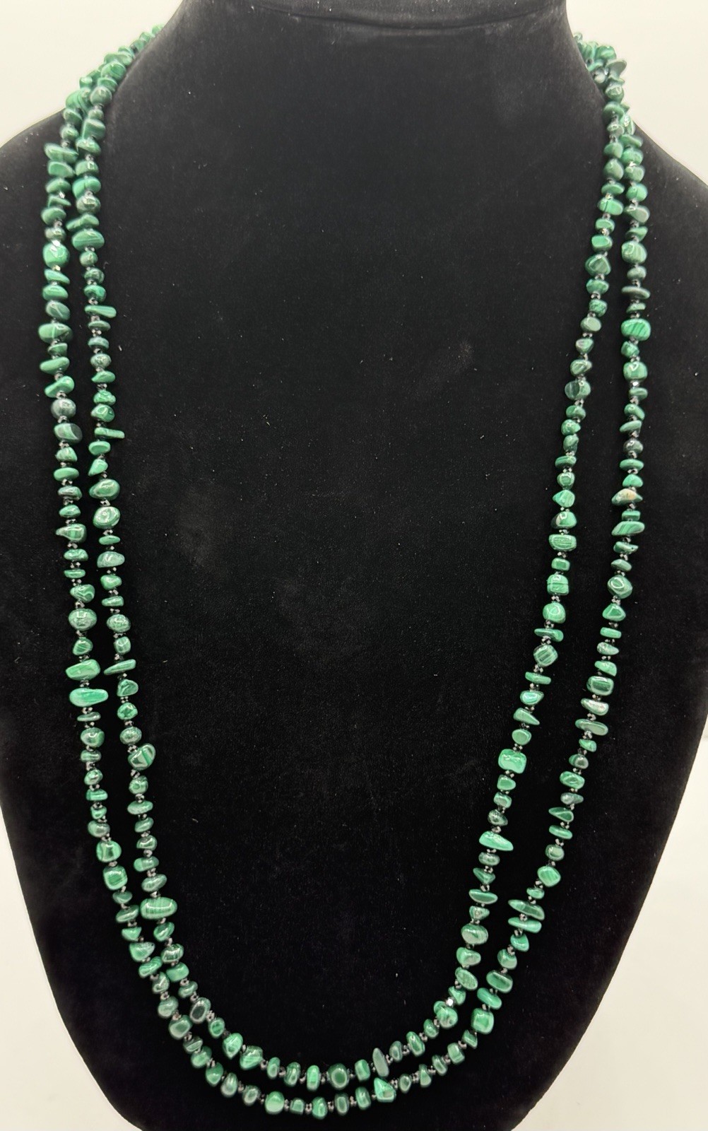 Jay King Mine Finds DTR 925 Green Malachite Black Spinel Chip Bead 60″ Necklace