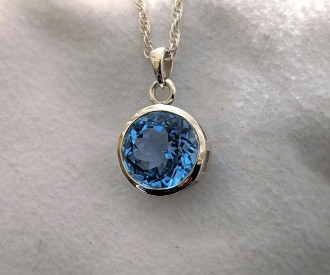 London Blue Topaz 10×10 mm Gemstone 925 Sterling Silver Jewelry Plain Necklace