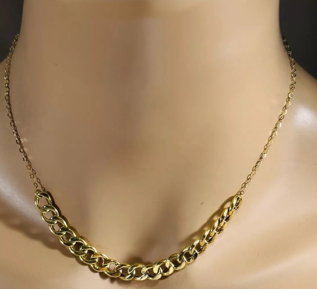 18K 750 Dubai UEA Saudi Gold Curb Cuban Necklace Women’s 16” long 6.4g