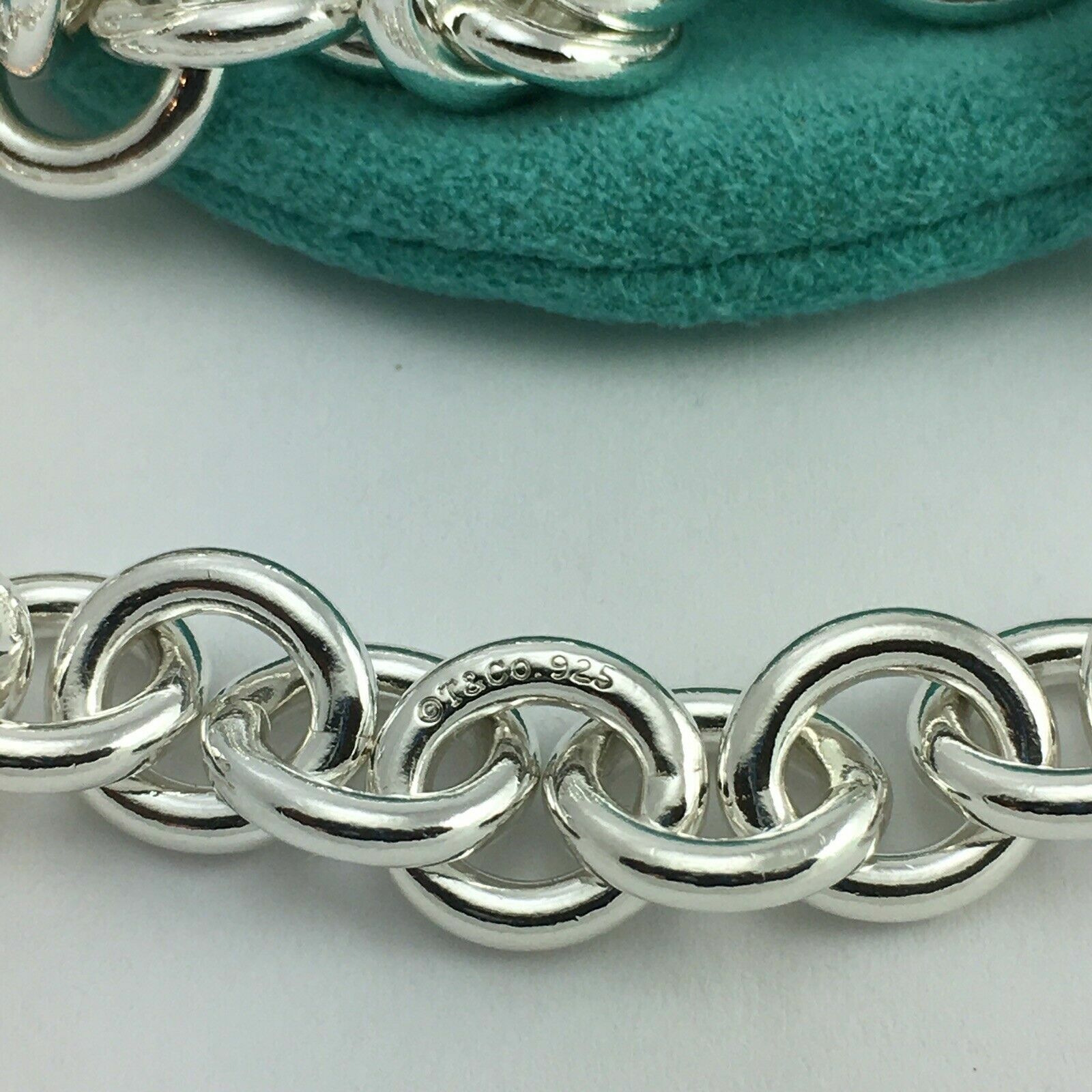 Tiffany & Co 24″ Mens Unisex Silver Large Round 11mm Link Rolo Chain Necklace