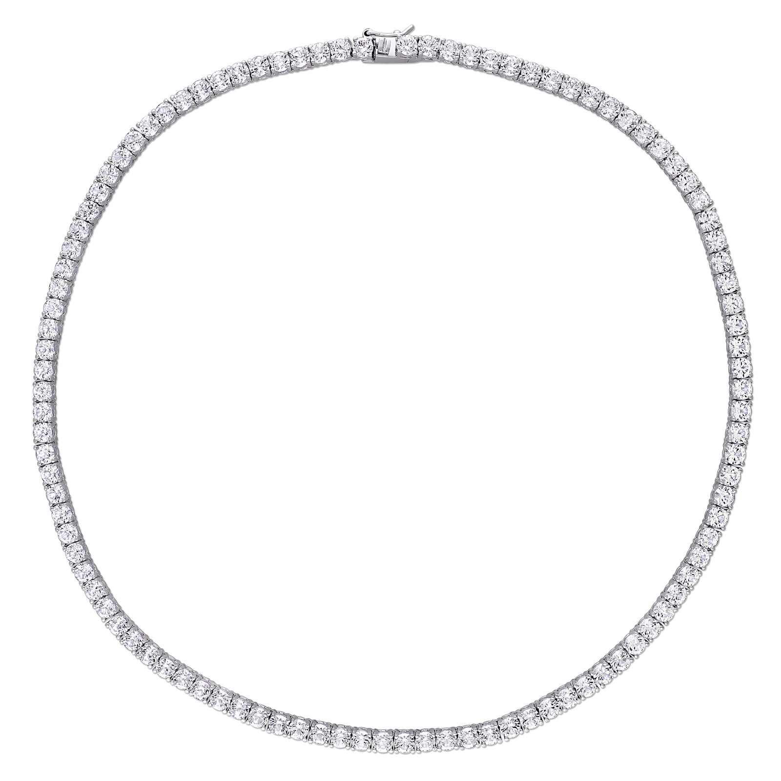 Amour Sterling Silver 33 CT TGW Created White Sapphire Tennis Necklace