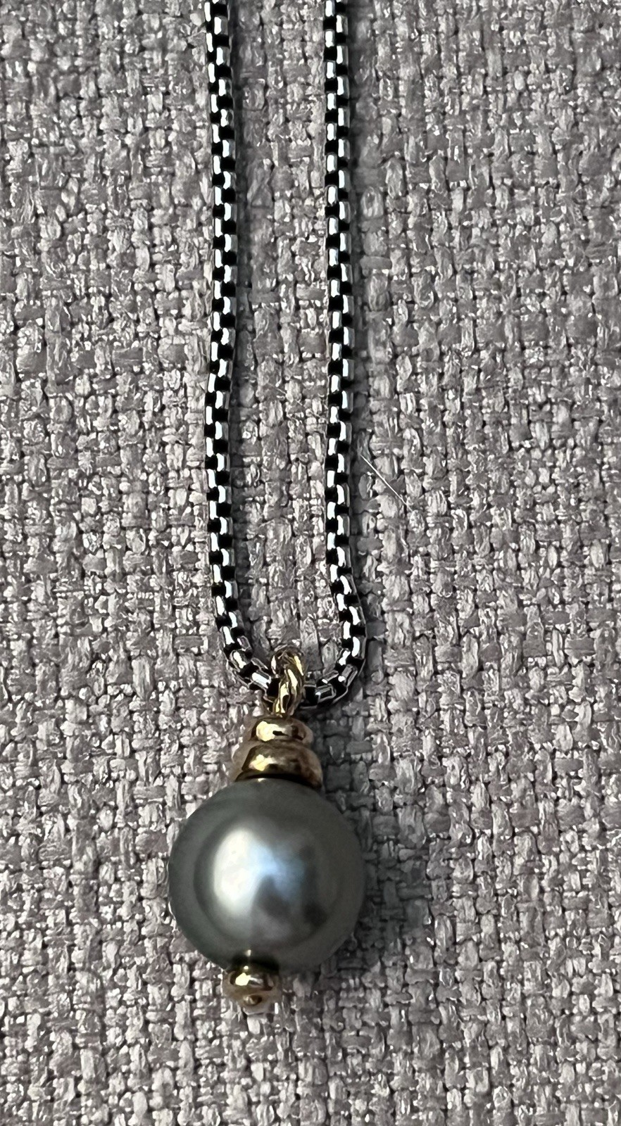 David Yurman Authentic Pendent Tahitian Pearl Sterling Silver Gold W/ Chain