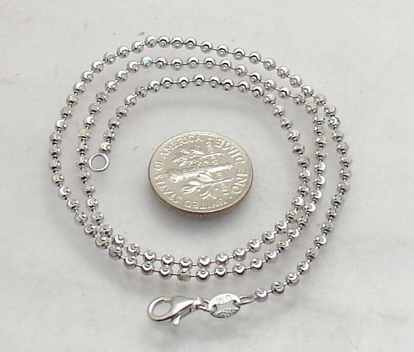 2.3mm Diamond Moon Cut Ball Bead Chain Necklace Real Sterling Silver ITALY QVC