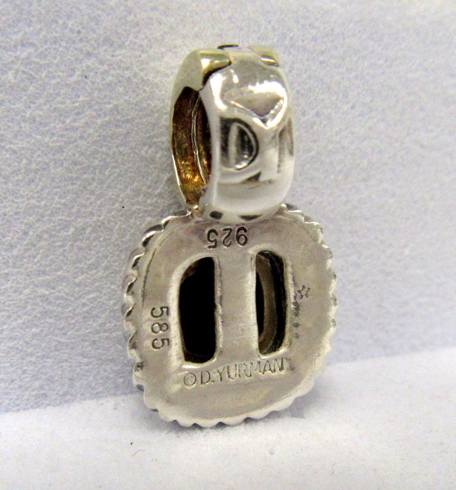 Vintage David Yurman Albion Onyx Sterling Silver 14k Gold Pendant Enhancer