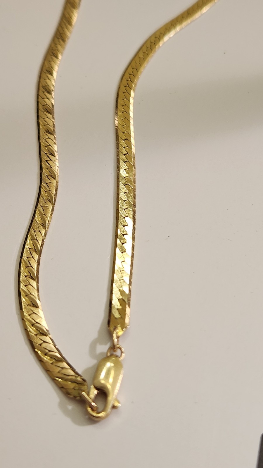 14K Y GOLD Herringbone REVERSIBLE Necklace 11.1 Grams 15 1/4″ Diamond Cut/plain
