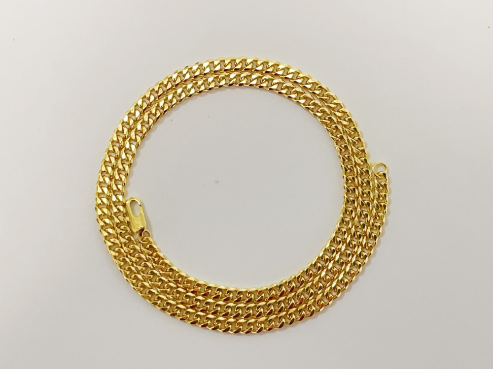 18K Yellow Gold 4mm Solid Curb Miami Cuban Chain Link Mens Womens Necklace 20″