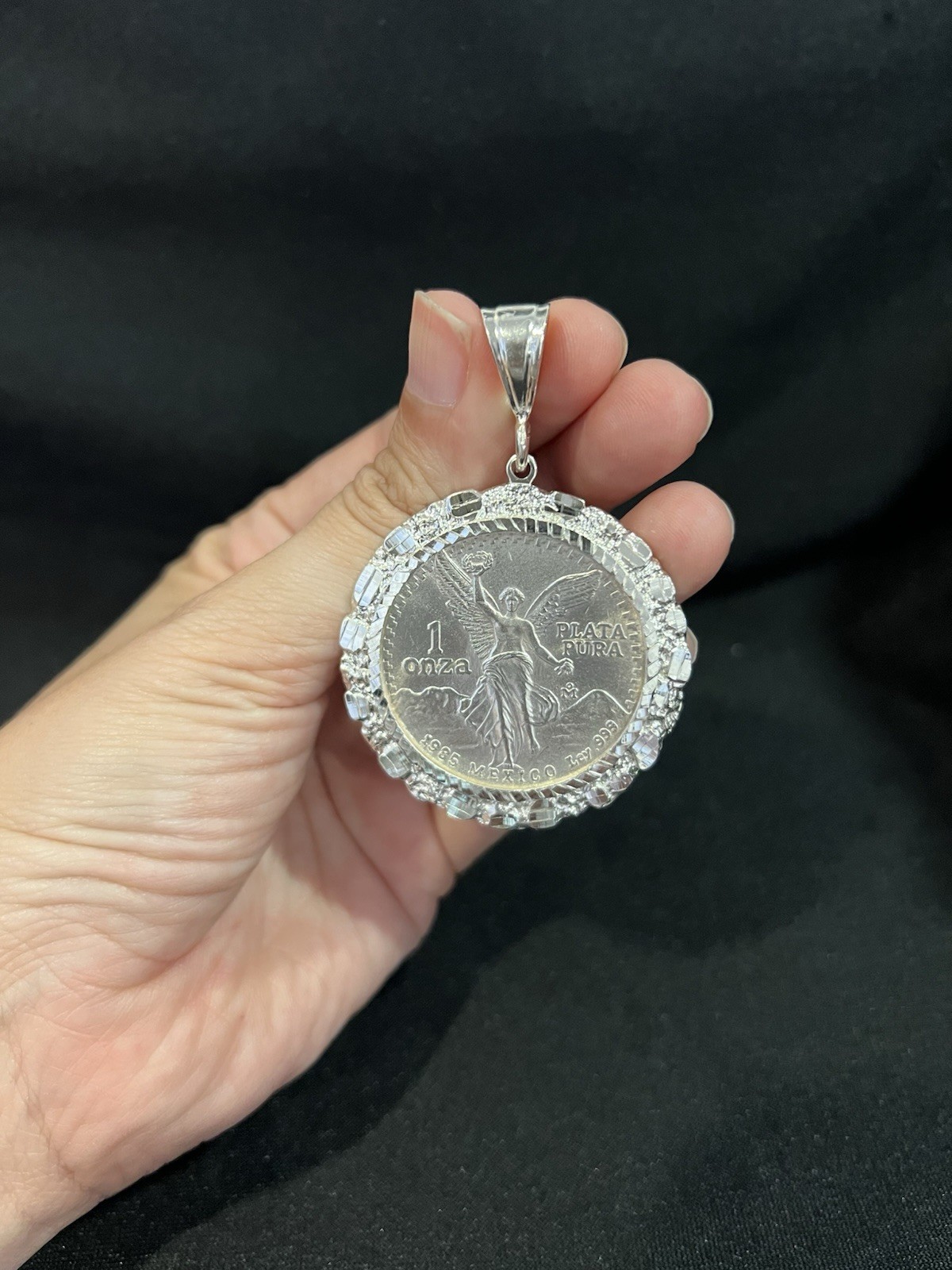 925 Sterling Silver Bezel 1 oz Mexico Libertad PLATA PURA Coin Nugget CENTENARIO
