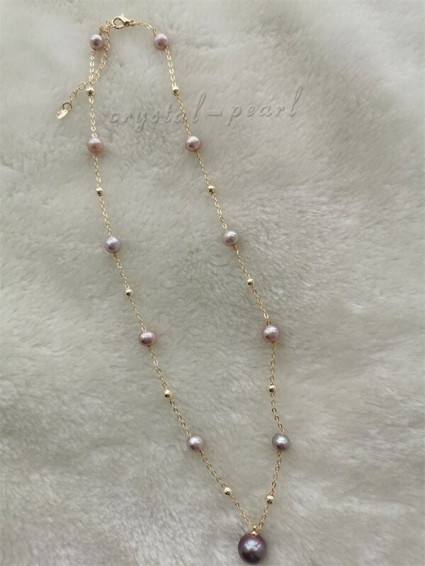 Stunning 20 ” AAA+ south sea NATURAL purple PEARL NECKLACE 14K