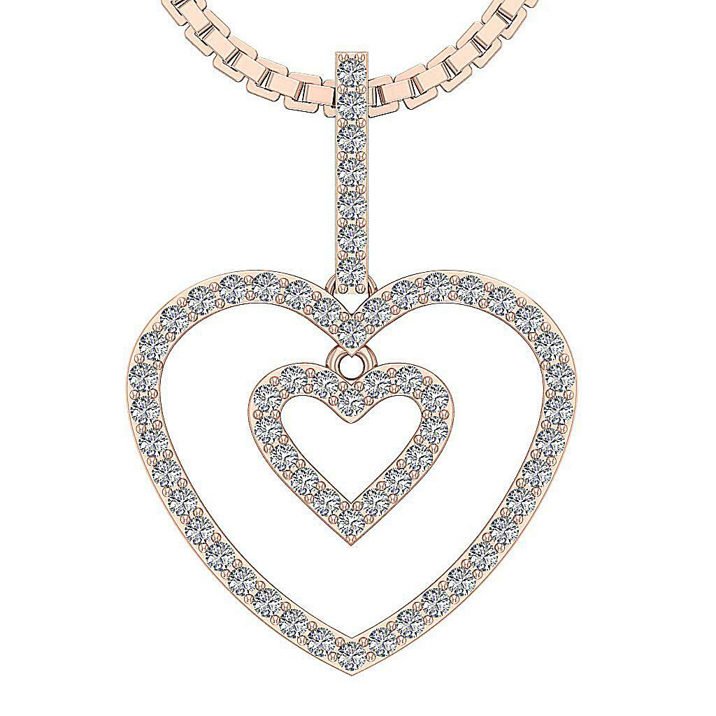 Heart Pendant Necklace VVS1 E 0.55 Ct Natural Diamond 14K White Yellow Rose Gold