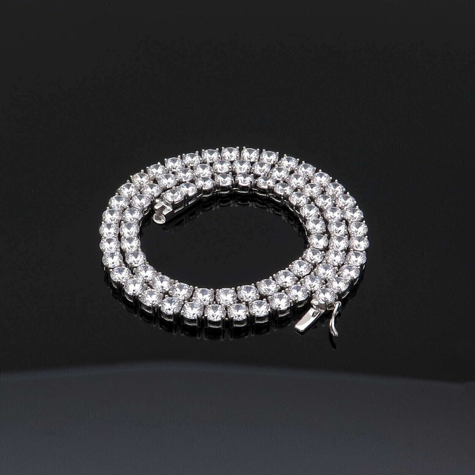 20 Ct Round Cut Lab Created Diamond Tennis Necklace 14K White Gold Plated Silver