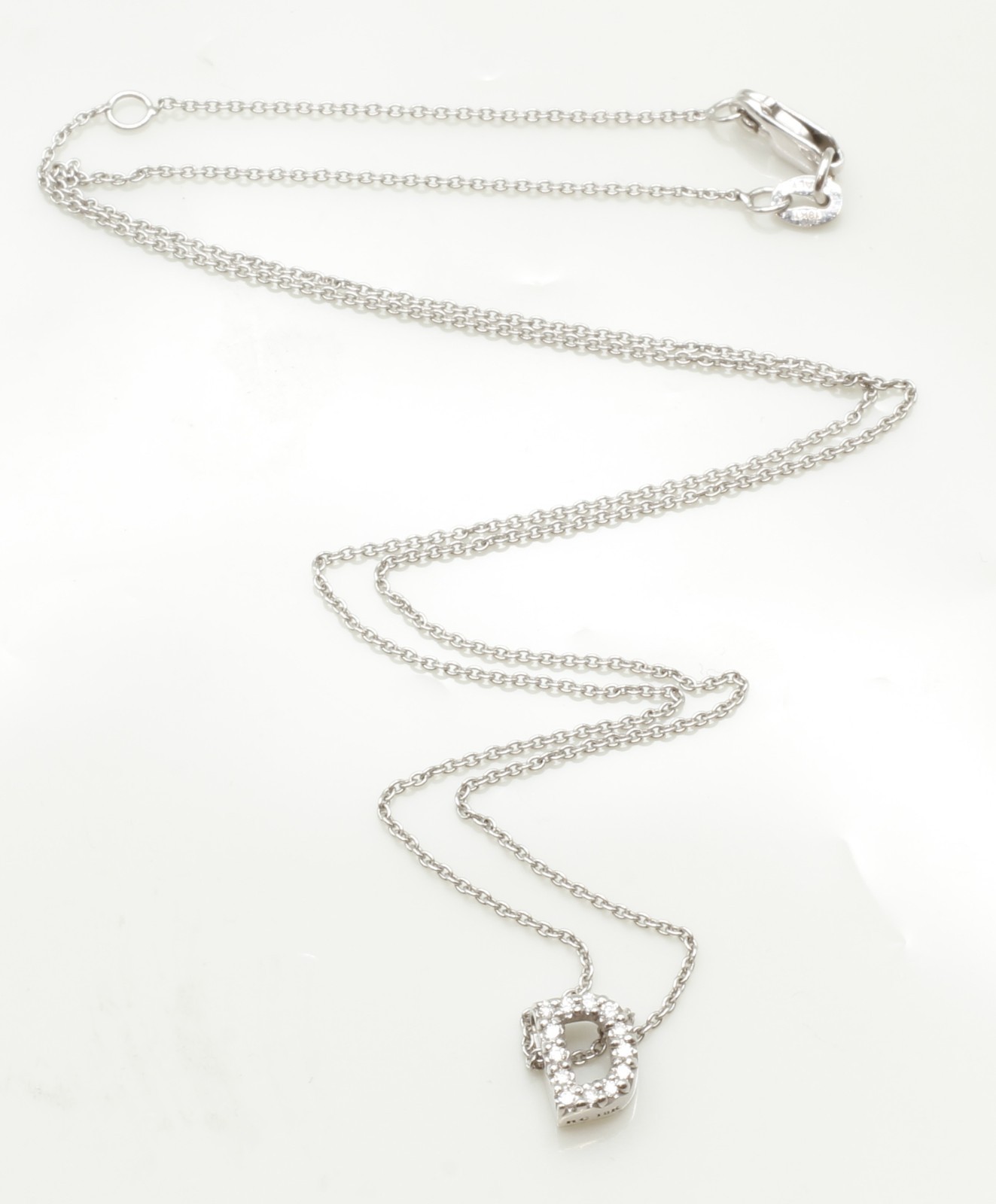 Roberto Coin Tiny Treasures Natural Diamond “D” 18k White Gold 18″ Necklace