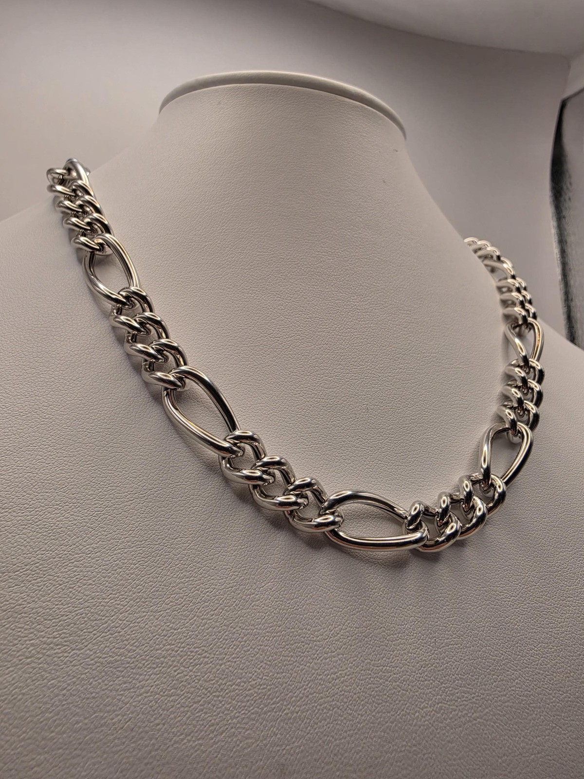Sterling Silver Figaro Chain Necklace | 925 Silver 10mm Chain 18 Inch
