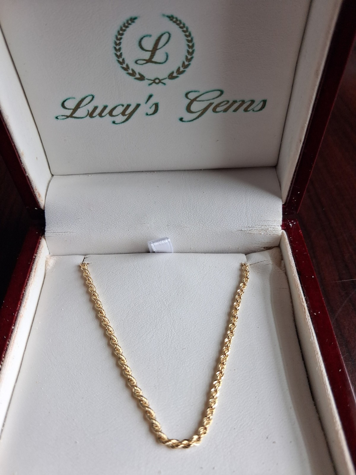 14k Yellow Gold Rope Chain 18 Inches Long 2 mm Wide New Italian made