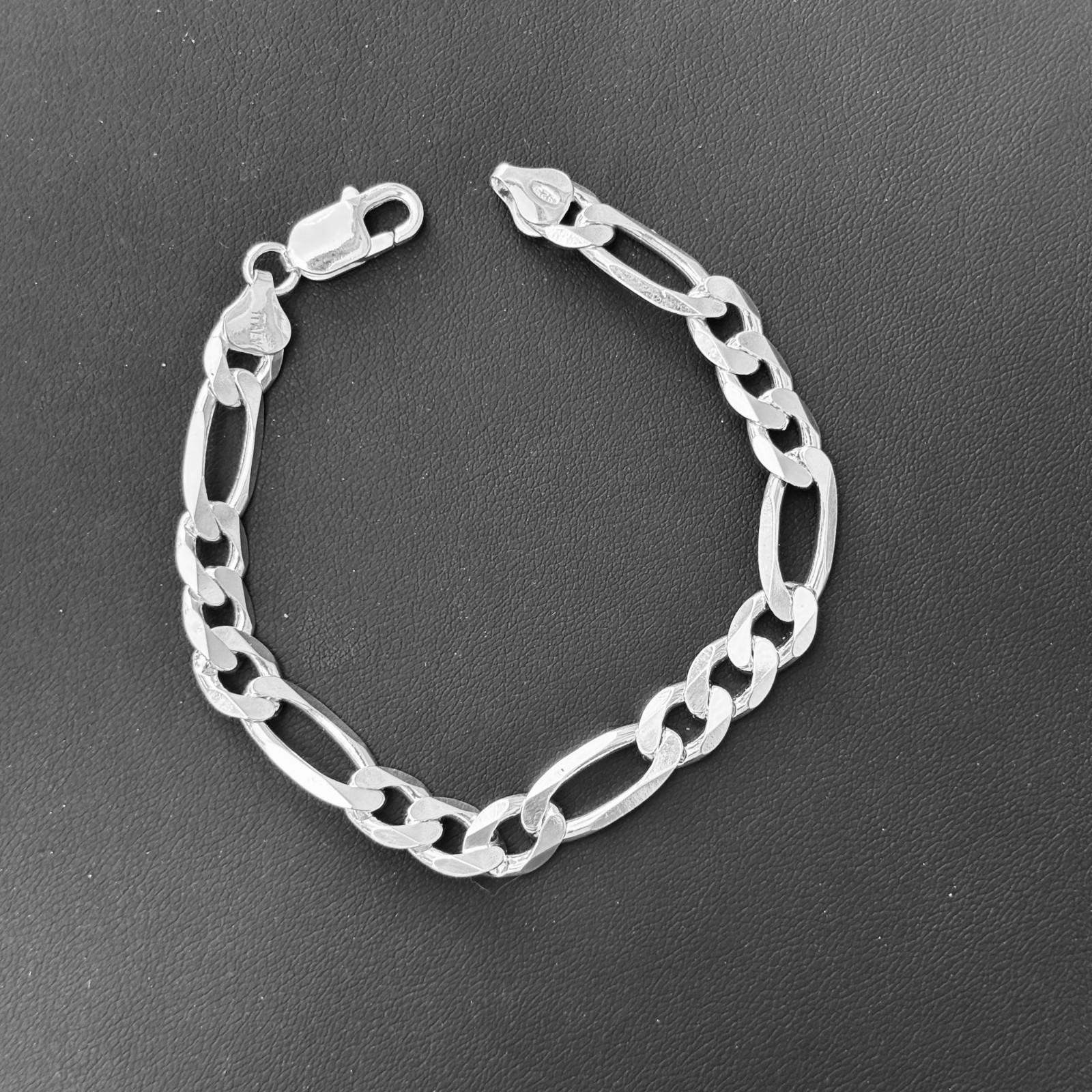 8mm Figaro Bracelet Link – Real Solid 925 Sterling Silver Or 14k Gold Vermeil