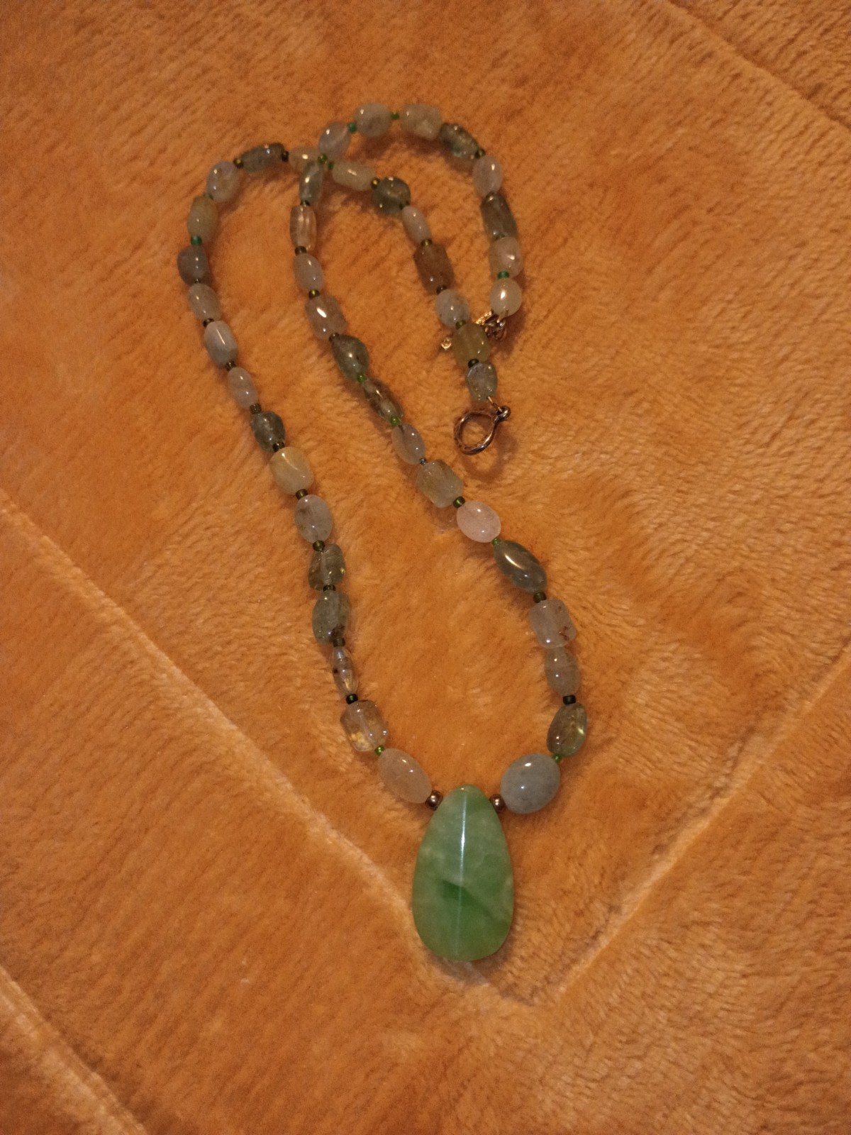 Amazonite Gemstone Necklace Sterling Silver Clasp 18″