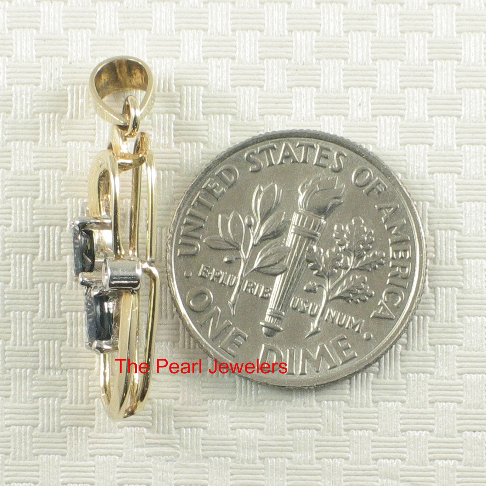 Unique Design 14KT Yellow Solid Gold Genuine Diamond Sapphire Pendant TPJ