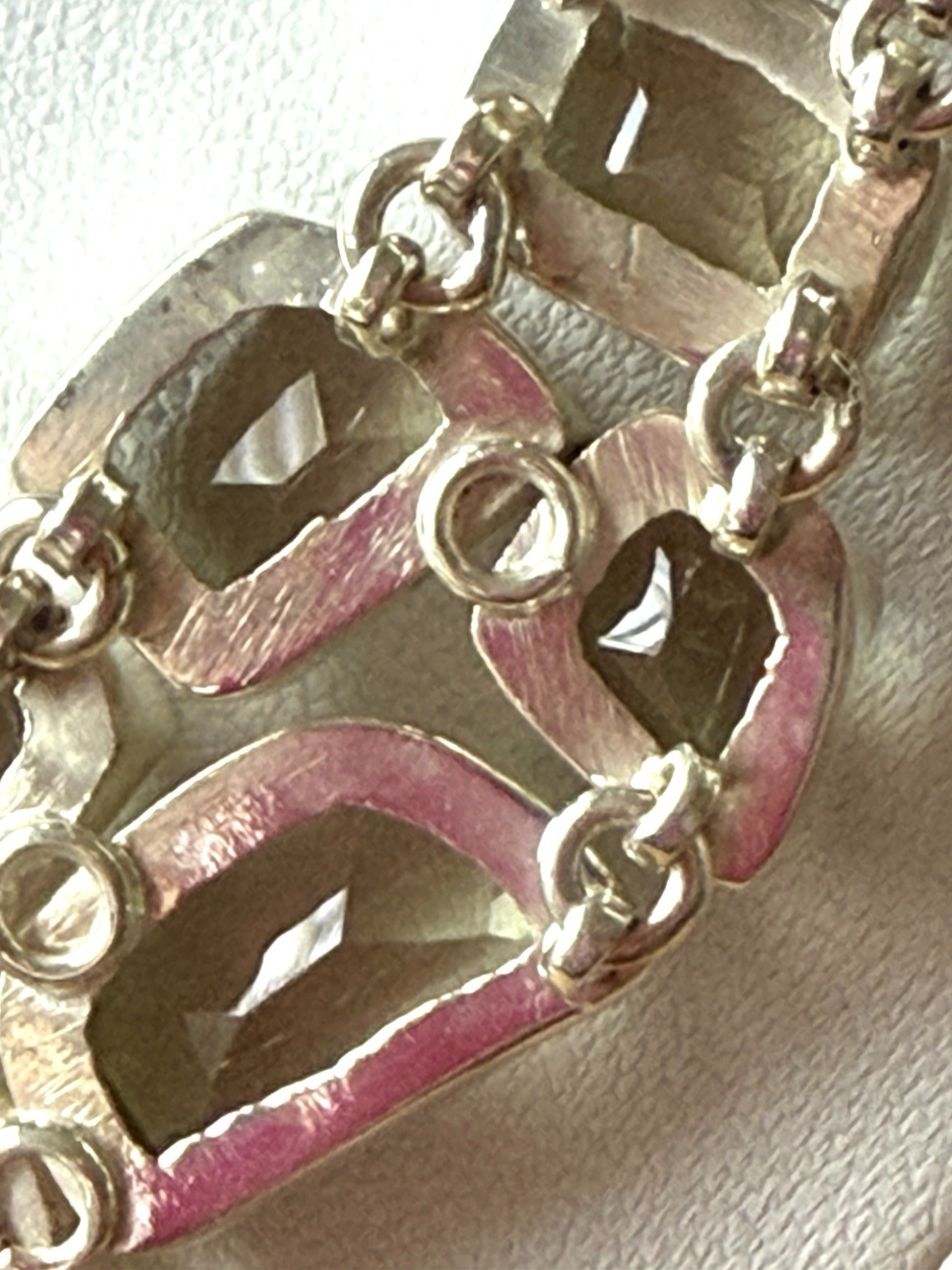 Quartz Sterling Silver .925 Statement Necklace Natural Stones Light Green/gray