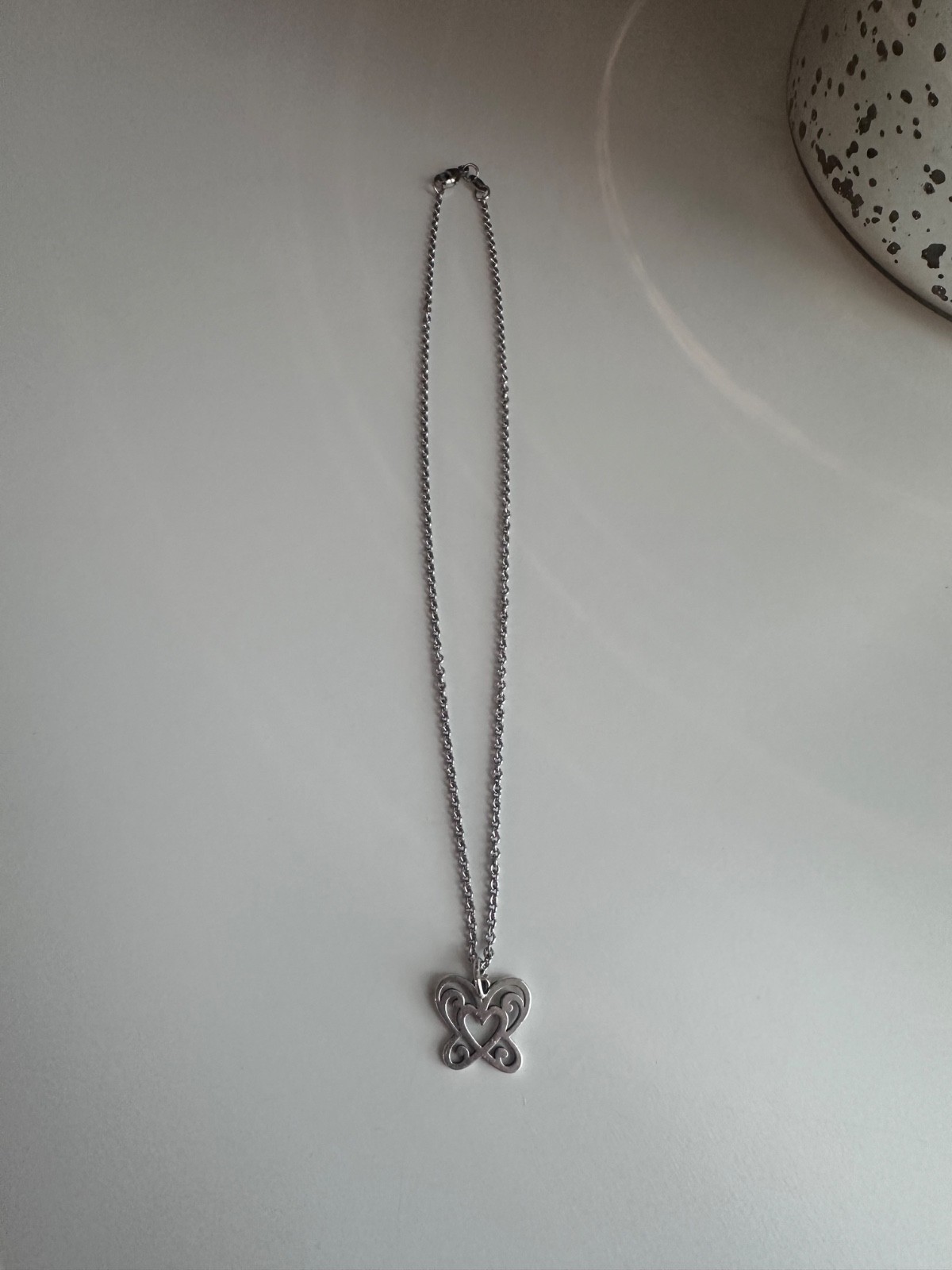 James Avery Sterling Silver Butterfly Heart Retired Charm Necklace
