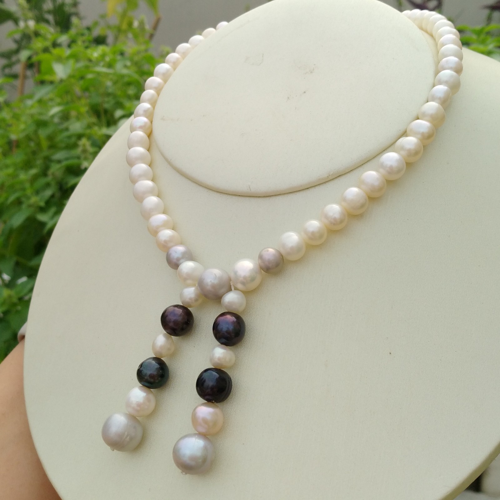 17in Design Pretty AAA+ South Sea White Multi-color Pearl Necklace 14k Gold P
