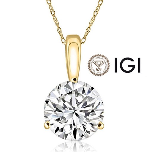 Diamond Pendant Necklace 1 Carat D VS1 Ideal Cut 14K Chain 1ct Lab Grown