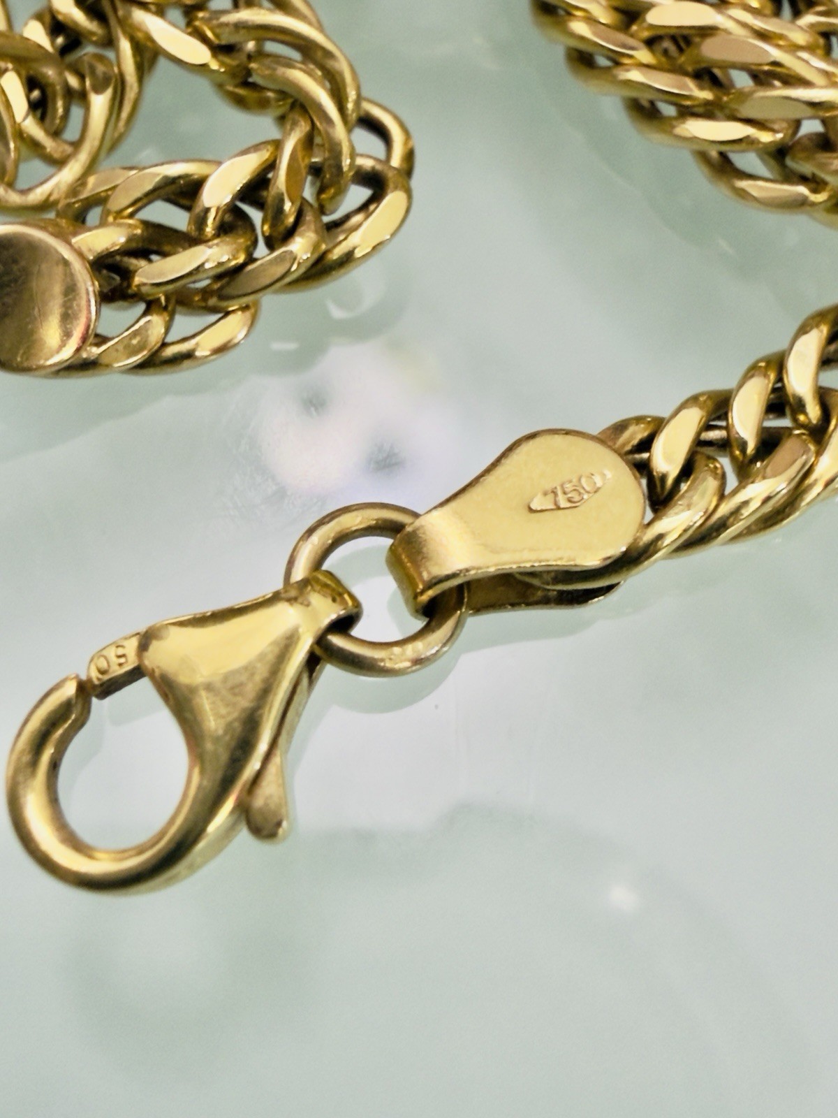 18K 750 Japan Solid Gold Kihei Cuban Shiny Link Chain Men Necklace 18” 45cm